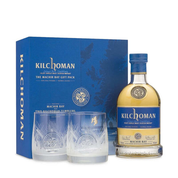 Kilchoman Machir Bay con vasos
